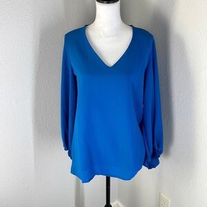 Belengsci royal blue v neckline top size large